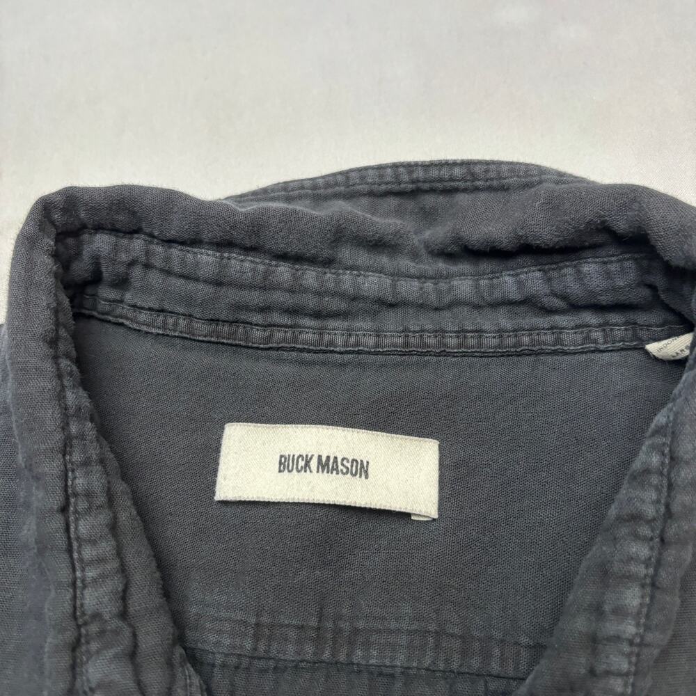 Buck Mason Long Sleeve Button Down Shirt Black Cotton Men Large Utility - Picture 4 of 10